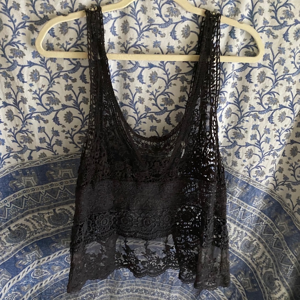 Lace open back tank